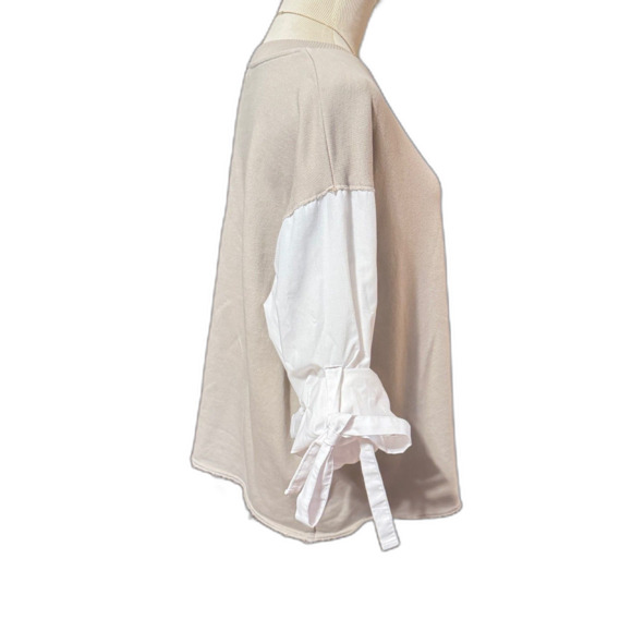 ZARA Roll Sleeve Two Tone Top - Picture 2 of 6